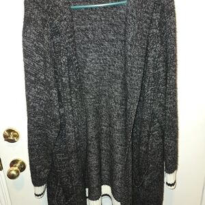 Chic Black and White Open Front Cardigan